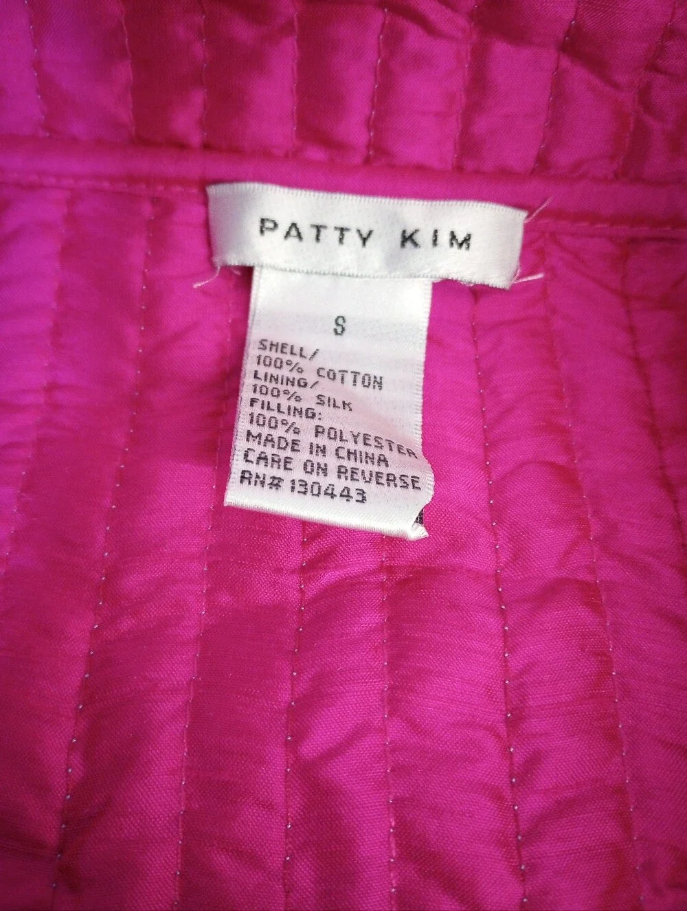 PATTY KIM Blue Quilted Throw with Hot Pink Trim and Medallion Motifs Size Small